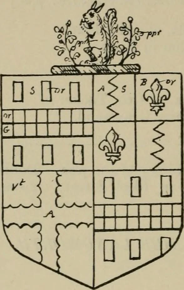 An illustration from The visitations of the county of Sussex made and taken in the years 1530, Thomas Benolte, Clarenceux king of arms; and 1633-4 by John Philipot, Somerset herald, and George Owen, York herald, for Sir John Burroughs, Garter, and Sir Richard St. George, Clarenceux, 1905, leaf 377