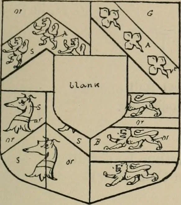 An illustration from The visitations of the county of Sussex made and taken in the years 1530, Thomas Benolte, Clarenceux king of arms; and 1633-4 by John Philipot, Somerset herald, and George Owen, York herald, for Sir John Burroughs, Garter, and Sir Richard St. George, Clarenceux, 1905, leaf 378