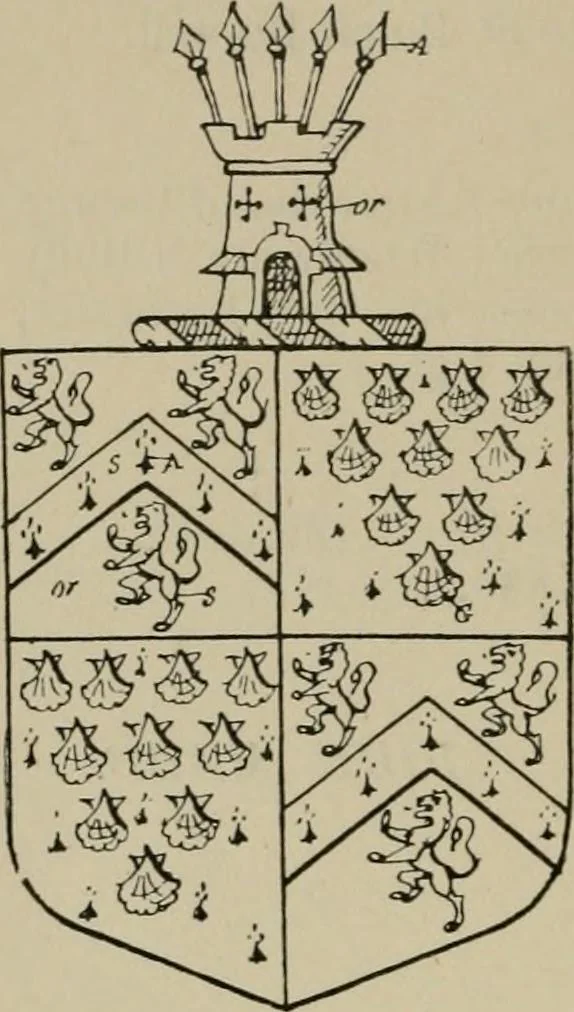 An illustration from The visitations of the county of Sussex made and taken in the years 1530, Thomas Benolte, Clarenceux king of arms; and 1633-4 by John Philipot, Somerset herald, and George Owen, York herald, for Sir John Burroughs, Garter, and Sir Richard St. George, Clarenceux, 1905, leaf 381
