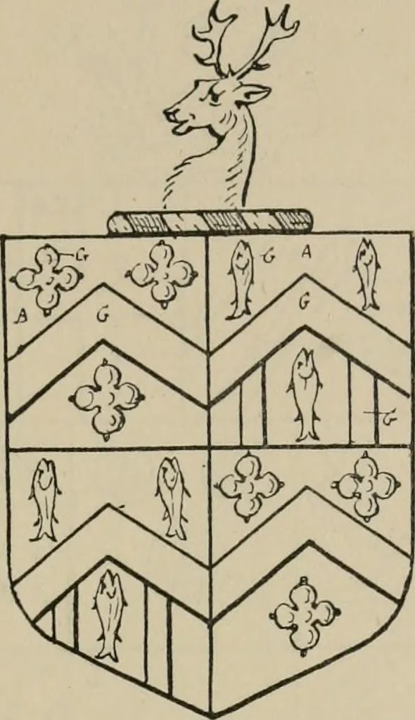 An illustration from The visitations of the county of Sussex made and taken in the years 1530, Thomas Benolte, Clarenceux king of arms; and 1633-4 by John Philipot, Somerset herald, and George Owen, York herald, for Sir John Burroughs, Garter, and Sir Richard St. George, Clarenceux, 1905, leaf 382