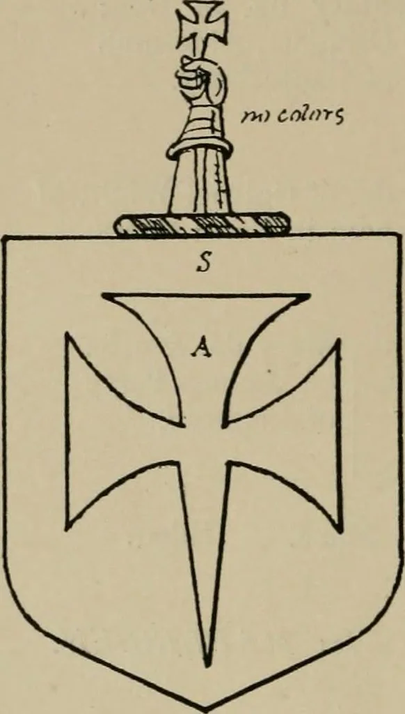 An illustration from The visitations of the county of Sussex made and taken in the years 1530, Thomas Benolte, Clarenceux king of arms; and 1633-4 by John Philipot, Somerset herald, and George Owen, York herald, for Sir John Burroughs, Garter, and Sir Richard St. George, Clarenceux, 1905, leaf 385