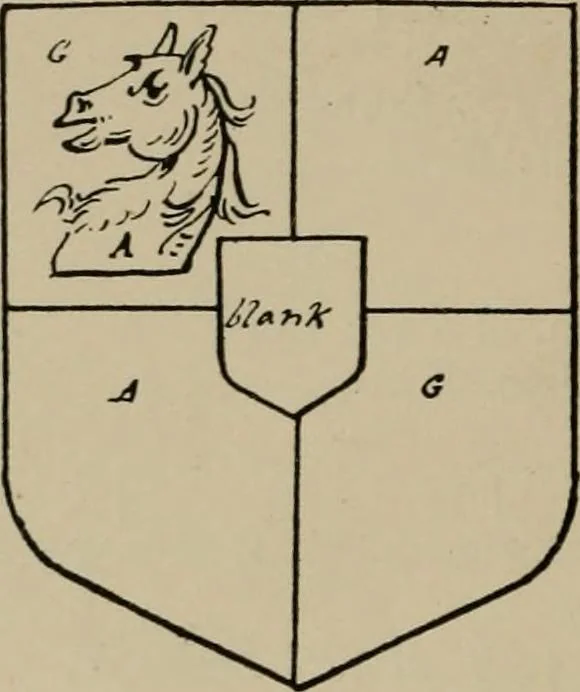 An illustration from The visitations of the county of Sussex made and taken in the years 1530, Thomas Benolte, Clarenceux king of arms; and 1633-4 by John Philipot, Somerset herald, and George Owen, York herald, for Sir John Burroughs, Garter, and Sir Richard St. George, Clarenceux, 1905, leaf 387