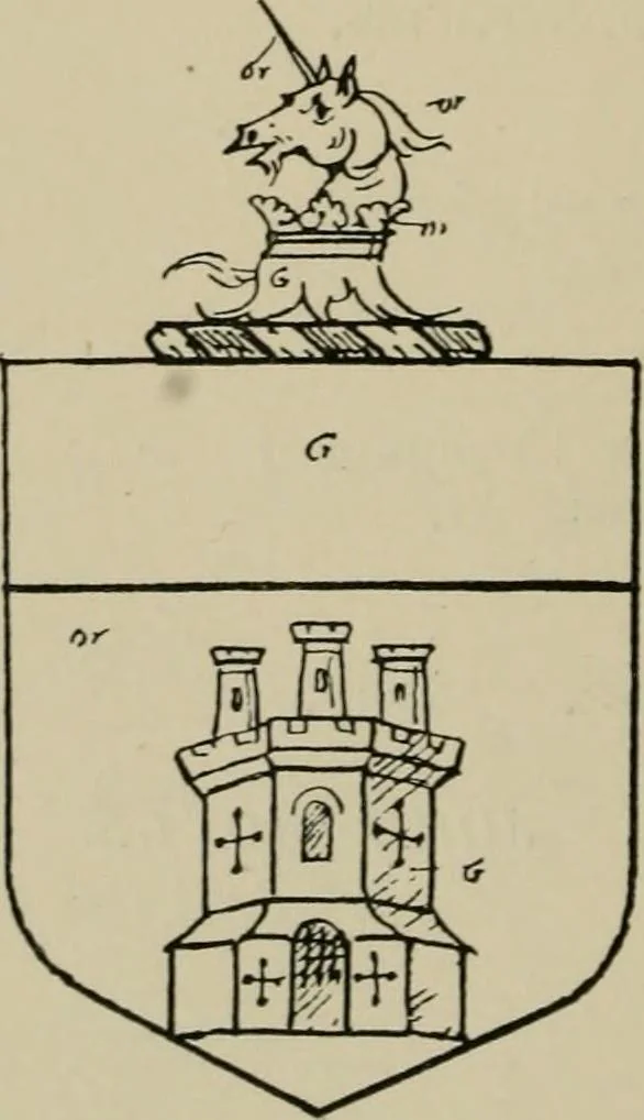 An illustration from The visitations of the county of Sussex made and taken in the years 1530, Thomas Benolte, Clarenceux king of arms; and 1633-4 by John Philipot, Somerset herald, and George Owen, York herald, for Sir John Burroughs, Garter, and Sir Richard St. George, Clarenceux, 1905, leaf 397