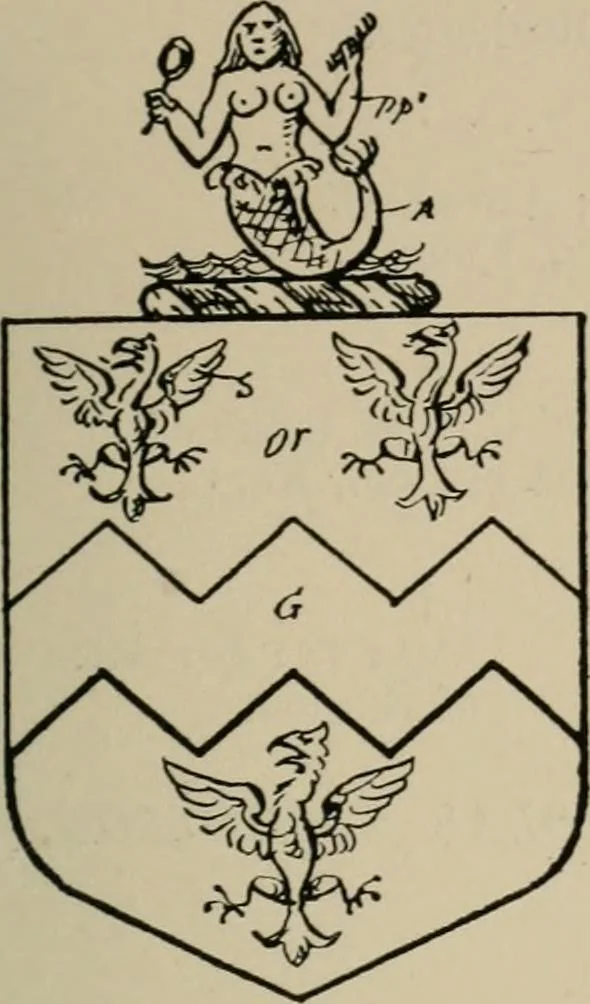 An illustration from The visitations of the county of Sussex made and taken in the years 1530, Thomas Benolte, Clarenceux king of arms; and 1633-4 by John Philipot, Somerset herald, and George Owen, York herald, for Sir John Burroughs, Garter, and Sir Richard St. George, Clarenceux, 1905, leaf 398