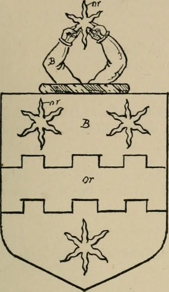 An illustration from The visitations of the county of Sussex made and taken in the years 1530, Thomas Benolte, Clarenceux king of arms; and 1633-4 by John Philipot, Somerset herald, and George Owen, York herald, for Sir John Burroughs, Garter, and Sir Richard St. George, Clarenceux, 1905, leaf 406