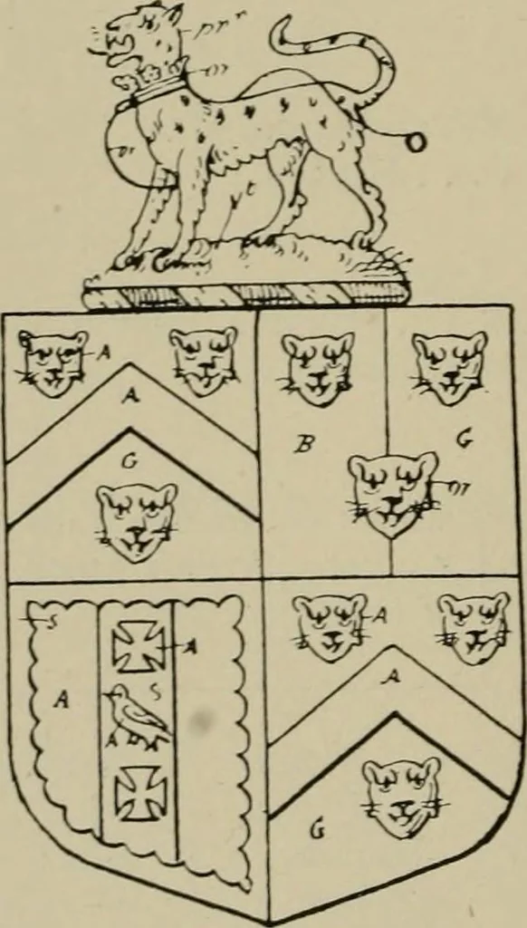 An illustration from The visitations of the county of Sussex made and taken in the years 1530, Thomas Benolte, Clarenceux king of arms; and 1633-4 by John Philipot, Somerset herald, and George Owen, York herald, for Sir John Burroughs, Garter, and Sir Richard St. George, Clarenceux, 1905, leaf 409