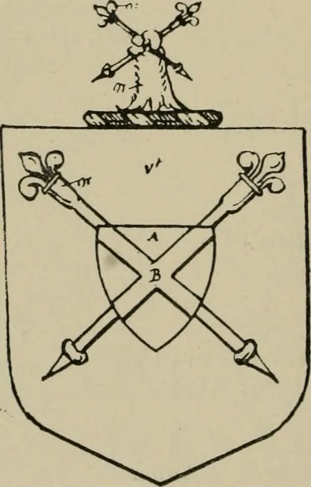 An illustration from The visitations of the county of Sussex made and taken in the years 1530, Thomas Benolte, Clarenceux king of arms; and 1633-4 by John Philipot, Somerset herald, and George Owen, York herald, for Sir John Burroughs, Garter, and Sir Richard St. George, Clarenceux, 1905, leaf 411