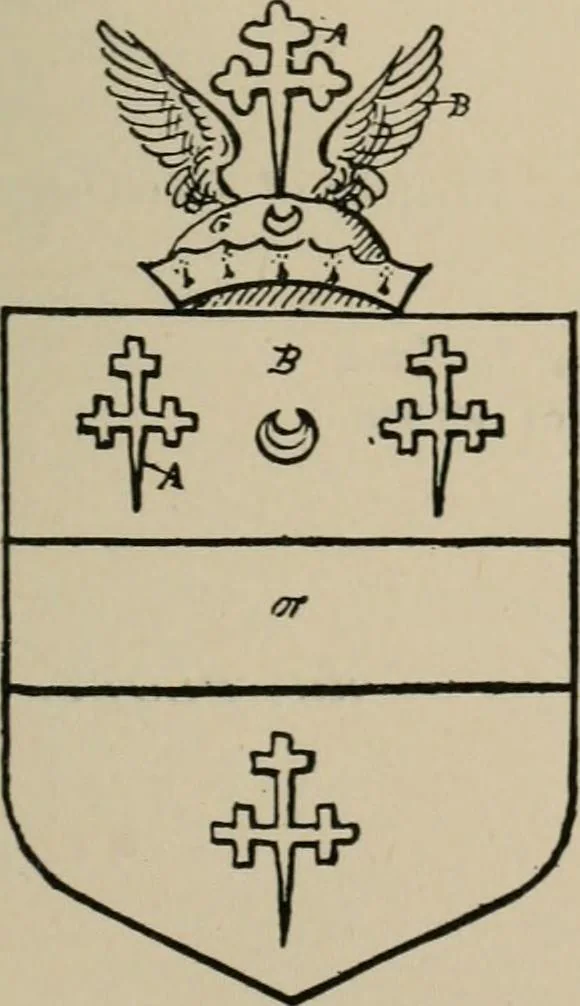 An illustration from The visitations of the county of Sussex made and taken in the years 1530, Thomas Benolte, Clarenceux king of arms; and 1633-4 by John Philipot, Somerset herald, and George Owen, York herald, for Sir John Burroughs, Garter, and Sir Richard St. George, Clarenceux, 1905, leaf 412