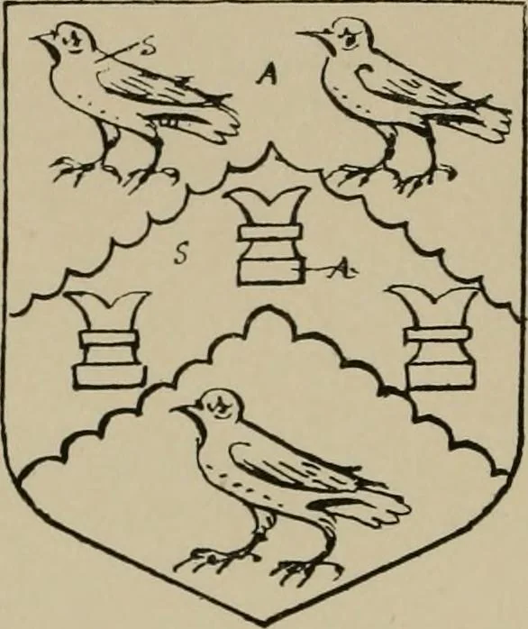 An illustration from The visitations of the county of Sussex made and taken in the years 1530, Thomas Benolte, Clarenceux king of arms; and 1633-4 by John Philipot, Somerset herald, and George Owen, York herald, for Sir John Burroughs, Garter, and Sir Richard St. George, Clarenceux, 1905, leaf 421
