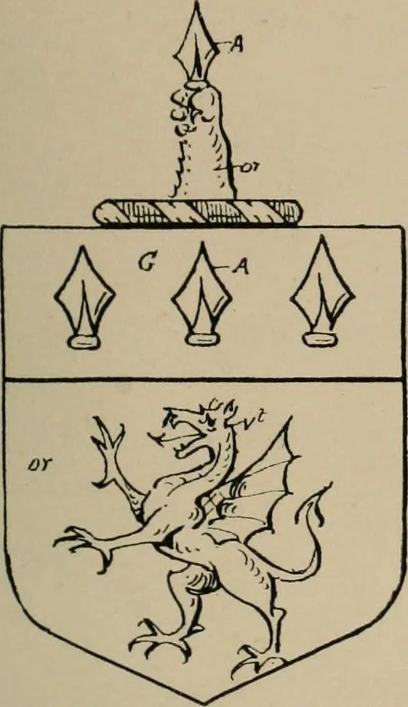 An illustration from The visitations of the county of Sussex made and taken in the years 1530, Thomas Benolte, Clarenceux king of arms; and 1633-4 by John Philipot, Somerset herald, and George Owen, York herald, for Sir John Burroughs, Garter, and Sir Richard St. George, Clarenceux, 1905, leaf 432