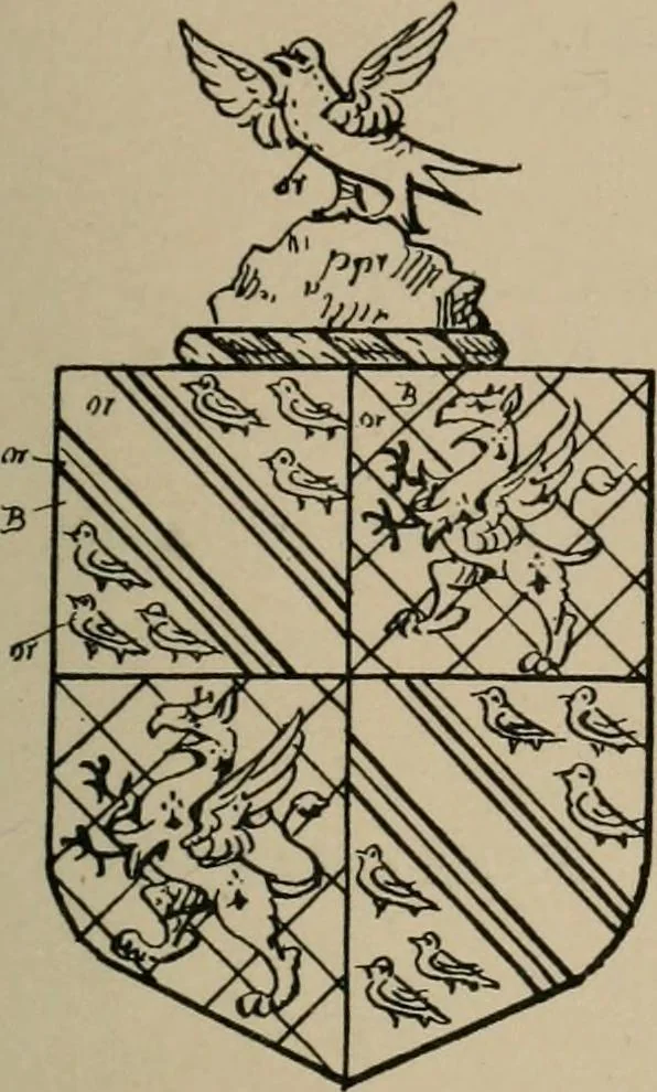 An illustration from The visitations of the county of Sussex made and taken in the years 1530, Thomas Benolte, Clarenceux king of arms; and 1633-4 by John Philipot, Somerset herald, and George Owen, York herald, for Sir John Burroughs, Garter, and Sir Richard St. George, Clarenceux, 1905, leaf 446