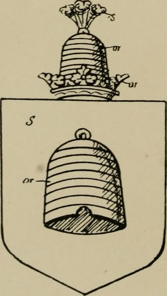 An illustration from The visitations of the county of Sussex made and taken in the years 1530, Thomas Benolte, Clarenceux king of arms; and 1633-4 by John Philipot, Somerset herald, and George Owen, York herald, for Sir John Burroughs, Garter, and Sir Richard St. George, Clarenceux, 1905, leaf 455