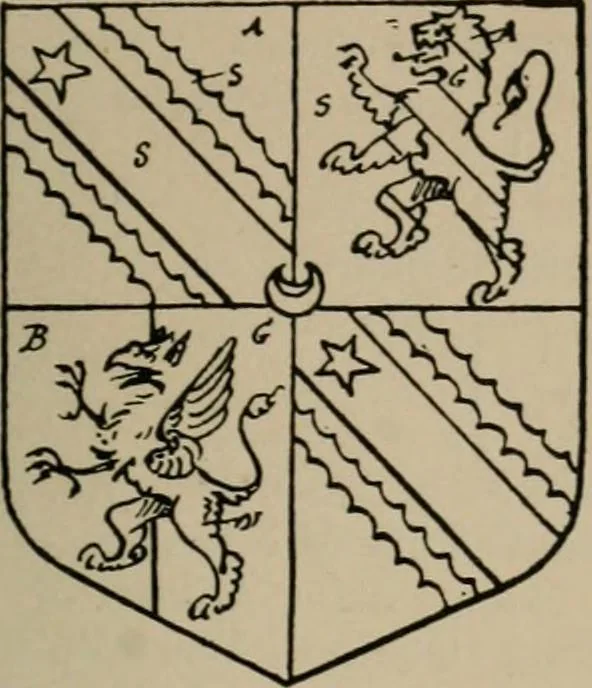 An illustration from The visitations of the county of Sussex made and taken in the years 1530, Thomas Benolte, Clarenceux king of arms; and 1633-4 by John Philipot, Somerset herald, and George Owen, York herald, for Sir John Burroughs, Garter, and Sir Richard St. George, Clarenceux, 1905, leaf 458