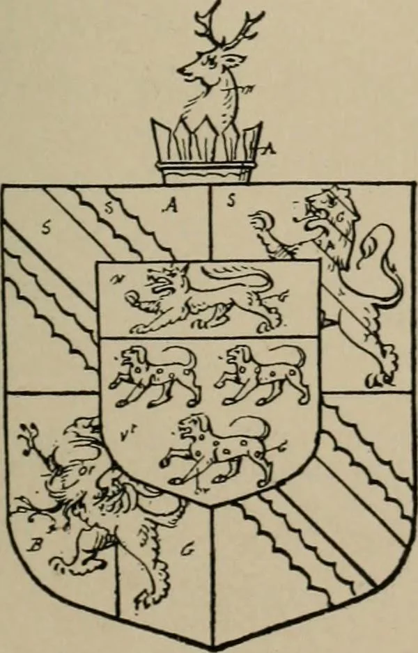 An illustration from The visitations of the county of Sussex made and taken in the years 1530, Thomas Benolte, Clarenceux king of arms; and 1633-4 by John Philipot, Somerset herald, and George Owen, York herald, for Sir John Burroughs, Garter, and Sir Richard St. George, Clarenceux, 1905, leaf 458