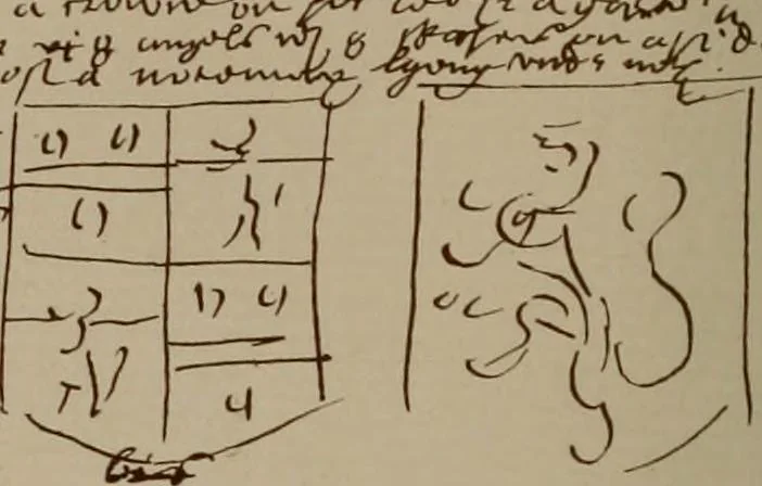 An illustration from The visitations of the county of Oxford : taken in the years 1566 by William Harvey, Clarencieux; 1574 by Richard Lee, Portcullis ; and in 1634 by John Philpott, Somerset, and William Ryley, Bluemantle. Together with The gatherings of Oxfordshire, collected by Richard Lee in 1574, 1871, leaf 361