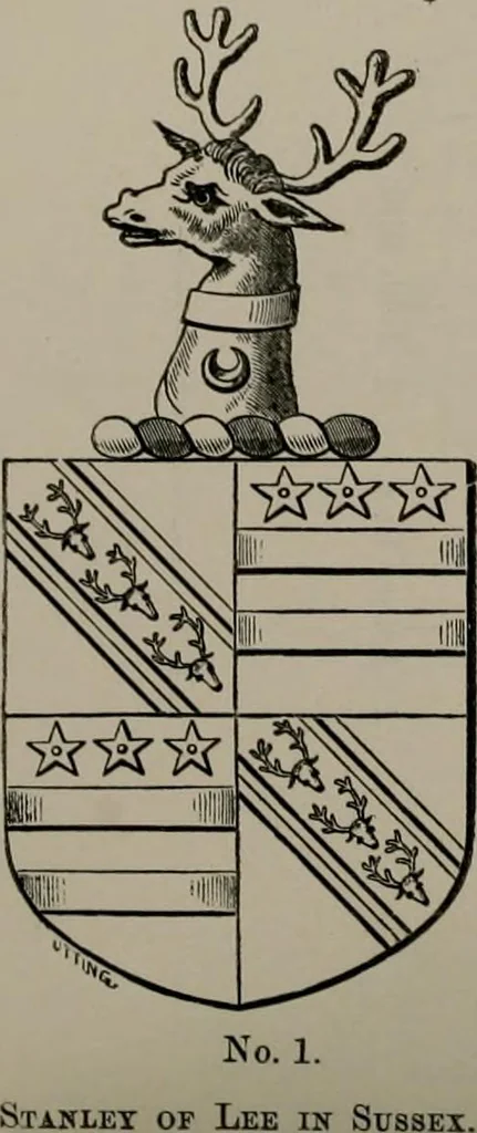 An illustration from The visitations of the county of Oxford : taken in the years 1566 by William Harvey, Clarencieux; 1574 by Richard Lee, Portcullis ; and in 1634 by John Philpott, Somerset, and William Ryley, Bluemantle. Together with The gatherings of Oxfordshire, collected by Richard Lee in 1574, 1871, leaf 845