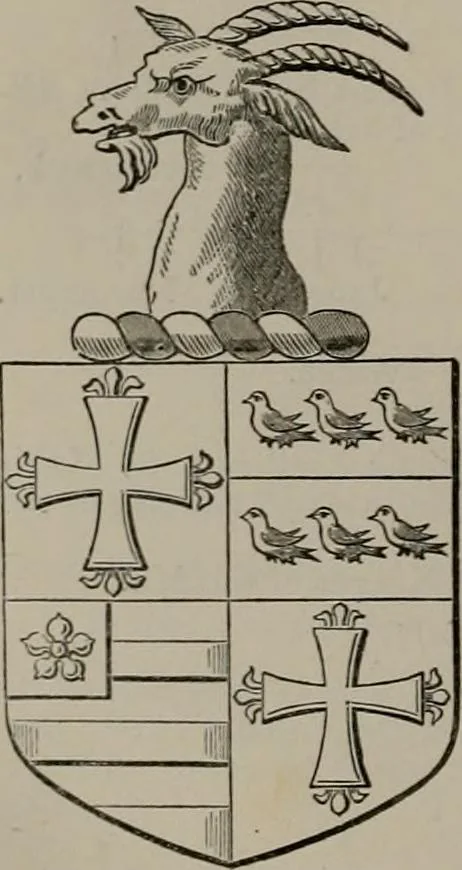 An illustration from The visitations of the county of Oxford : taken in the years 1566 by William Harvey, Clarencieux; 1574 by Richard Lee, Portcullis ; and in 1634 by John Philpott, Somerset, and William Ryley, Bluemantle. Together with The gatherings of Oxfordshire, collected by Richard Lee in 1574, 1871, leaf 863