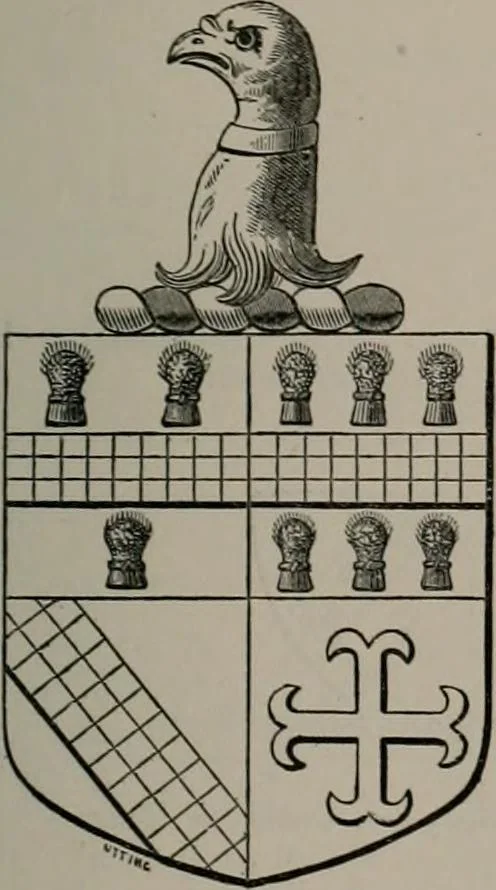 An illustration from The visitations of the county of Oxford : taken in the years 1566 by William Harvey, Clarencieux; 1574 by Richard Lee, Portcullis ; and in 1634 by John Philpott, Somerset, and William Ryley, Bluemantle. Together with The gatherings of Oxfordshire, collected by Richard Lee in 1574, 1871, leaf 864