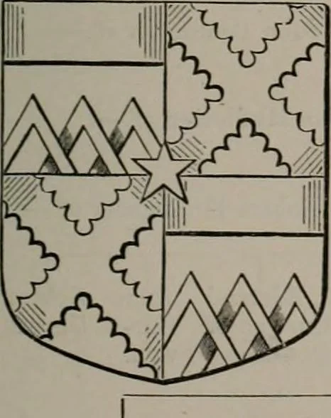 An illustration from The visitations of the county of Oxford : taken in the years 1566 by William Harvey, Clarencieux; 1574 by Richard Lee, Portcullis ; and in 1634 by John Philpott, Somerset, and William Ryley, Bluemantle. Together with The gatherings of Oxfordshire, collected by Richard Lee in 1574, 1871, leaf 866