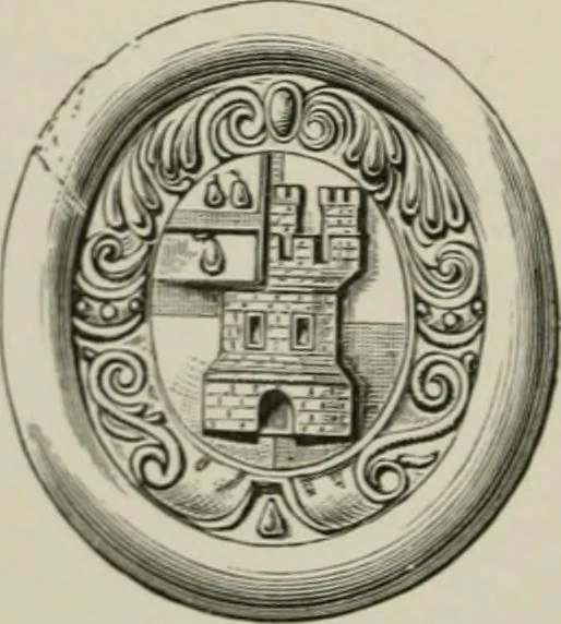An illustration from The visitations of Hertfordshire : made by Robert Cooke, esq.,Clarencieux, in 1572, and Sir Richard St. George, kt., Clarencieux, in 1634, with Hertfordshire pedigrees from Harleian mss. 6147 and 1546, 1886, leaf 203
