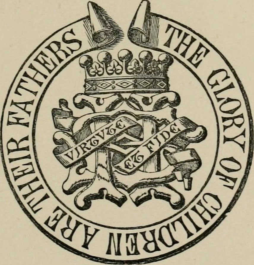 An illustration from The visitations of Hertfordshire : made by Robert Cooke, esq.,Clarencieux, in 1572, and Sir Richard St. George, kt., Clarencieux, in 1634, with Hertfordshire pedigrees from Harleian mss. 6147 and 1546, 1886, leaf 8