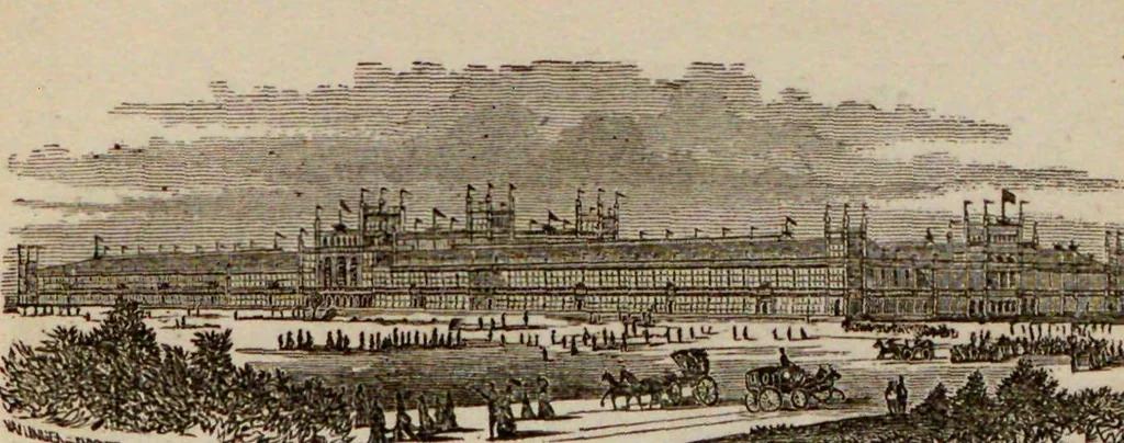 An illustration from Visitors' guide to the Centennial Exhibition and Philadelphia : May 10th to November 10th, 1876 : authorized by the Centennial Board of Finance, and approved by the Director-General : the only guide-book sold on the exhibition grounds, 1875, leaf 21