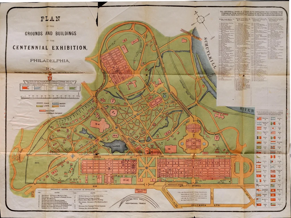 An illustration from Visitors' guide to the Centennial Exhibition and Philadelphia : May 10th to November 10th, 1876 : authorized by the Centennial Board of Finance, and approved by the Director-General : the only guide-book sold on the exhibition grounds, 1875, leaf 5