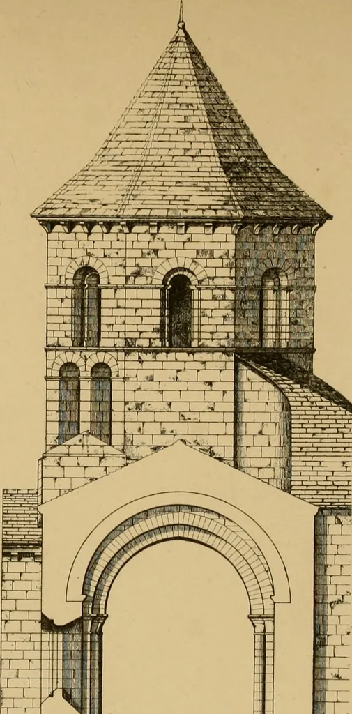 An illustration from A visit to the domed churches of Charente, France, by the Architectural Association of London, in the year 1875 : published as a memorial to Edmund Sharpe : with an historical and descriptive text, illustrated by sixty photo-lithographed plates, 1880, leaf 100