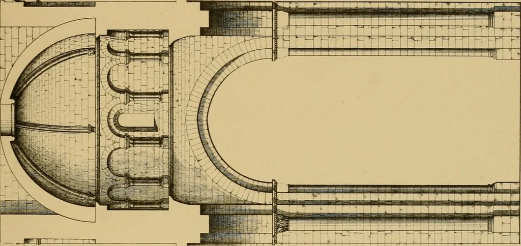 An illustration from A visit to the domed churches of Charente, France, by the Architectural Association of London, in the year 1875 : published as a memorial to Edmund Sharpe : with an historical and descriptive text, illustrated by sixty photo-lithographed plates, 1880, leaf 100