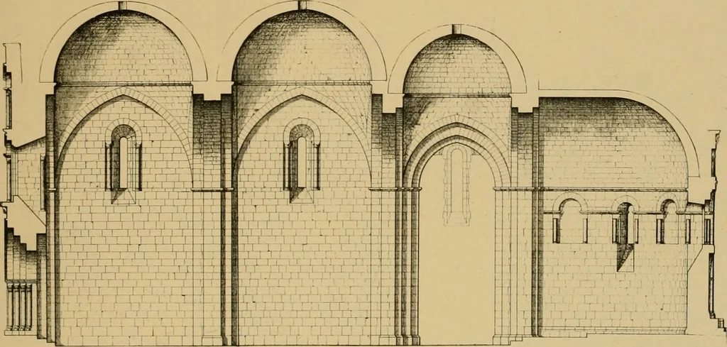An illustration from A visit to the domed churches of Charente, France, by the Architectural Association of London, in the year 1875 : published as a memorial to Edmund Sharpe : with an historical and descriptive text, illustrated by sixty photo-lithographed plates, 1880, leaf 102