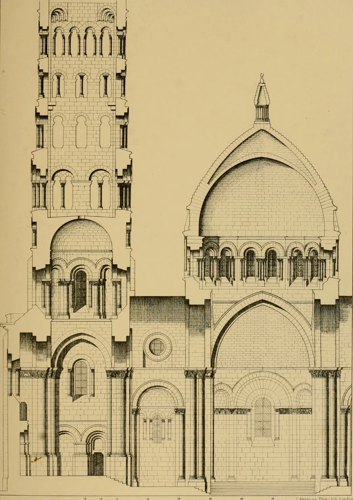 An illustration from A visit to the domed churches of Charente, France, by the Architectural Association of London, in the year 1875 : published as a memorial to Edmund Sharpe : with an historical and descriptive text, illustrated by sixty photo-lithographed plates, 1880, leaf 108