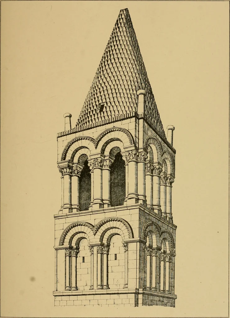 An illustration from A visit to the domed churches of Charente, France, by the Architectural Association of London, in the year 1875 : published as a memorial to Edmund Sharpe : with an historical and descriptive text, illustrated by sixty photo-lithographed plates, 1880, leaf 128