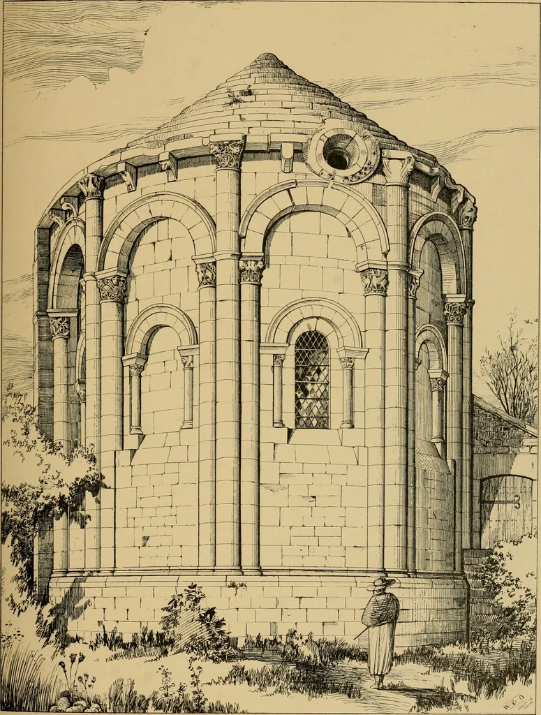 An illustration from A visit to the domed churches of Charente, France, by the Architectural Association of London, in the year 1875 : published as a memorial to Edmund Sharpe : with an historical and descriptive text, illustrated by sixty photo-lithographed plates, 1880, leaf 136