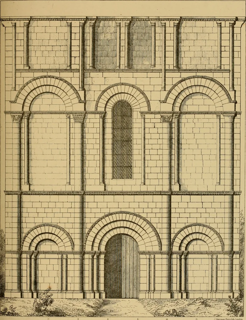 An illustration from A visit to the domed churches of Charente, France, by the Architectural Association of London, in the year 1875 : published as a memorial to Edmund Sharpe : with an historical and descriptive text, illustrated by sixty photo-lithographed plates, 1880, leaf 144