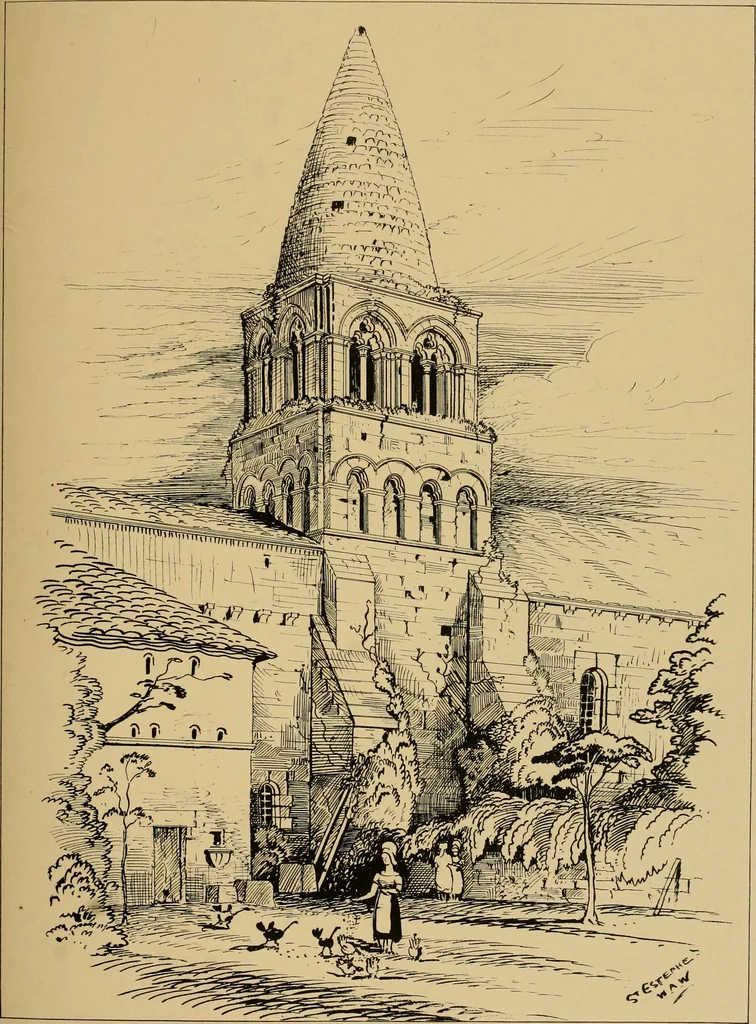 An illustration from A visit to the domed churches of Charente, France, by the Architectural Association of London, in the year 1875 : published as a memorial to Edmund Sharpe : with an historical and descriptive text, illustrated by sixty photo-lithographed plates, 1880, leaf 148