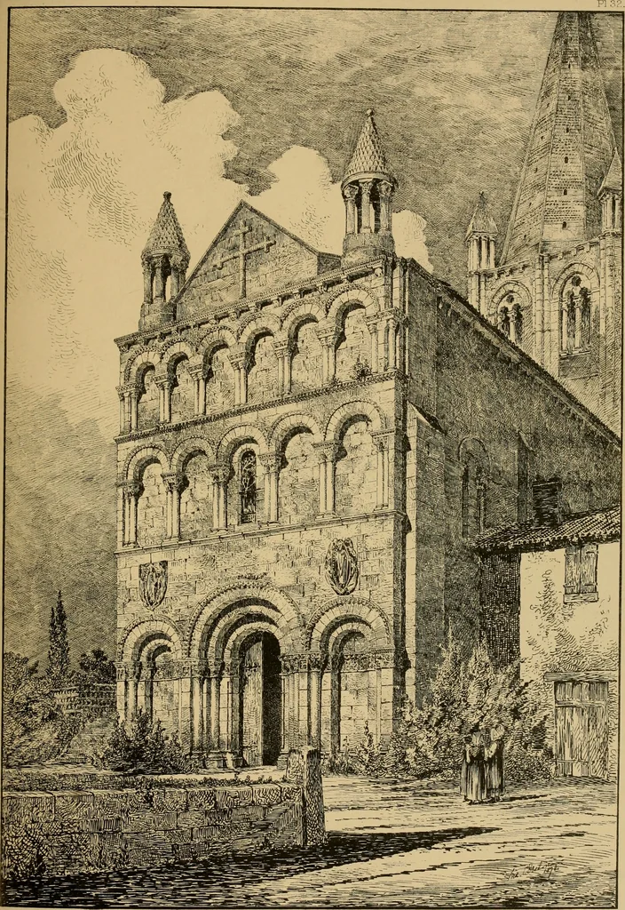 An illustration from A visit to the domed churches of Charente, France, by the Architectural Association of London, in the year 1875 : published as a memorial to Edmund Sharpe : with an historical and descriptive text, illustrated by sixty photo-lithographed plates, 1880, leaf 150