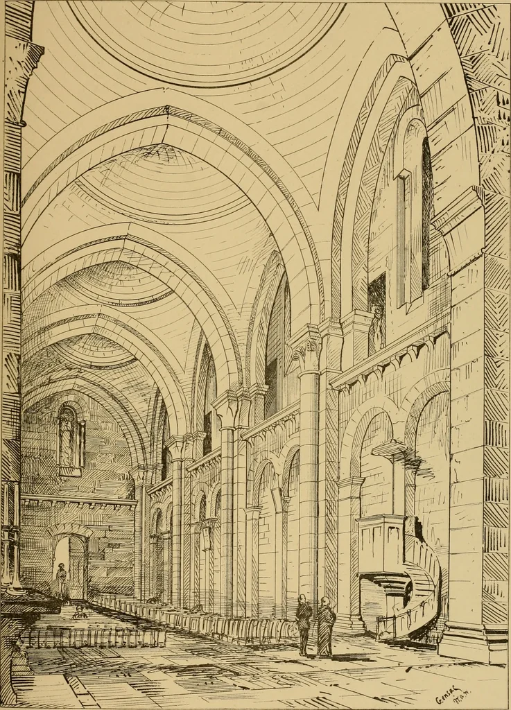 An illustration from A visit to the domed churches of Charente, France, by the Architectural Association of London, in the year 1875 : published as a memorial to Edmund Sharpe : with an historical and descriptive text, illustrated by sixty photo-lithographed plates, 1880, leaf 152