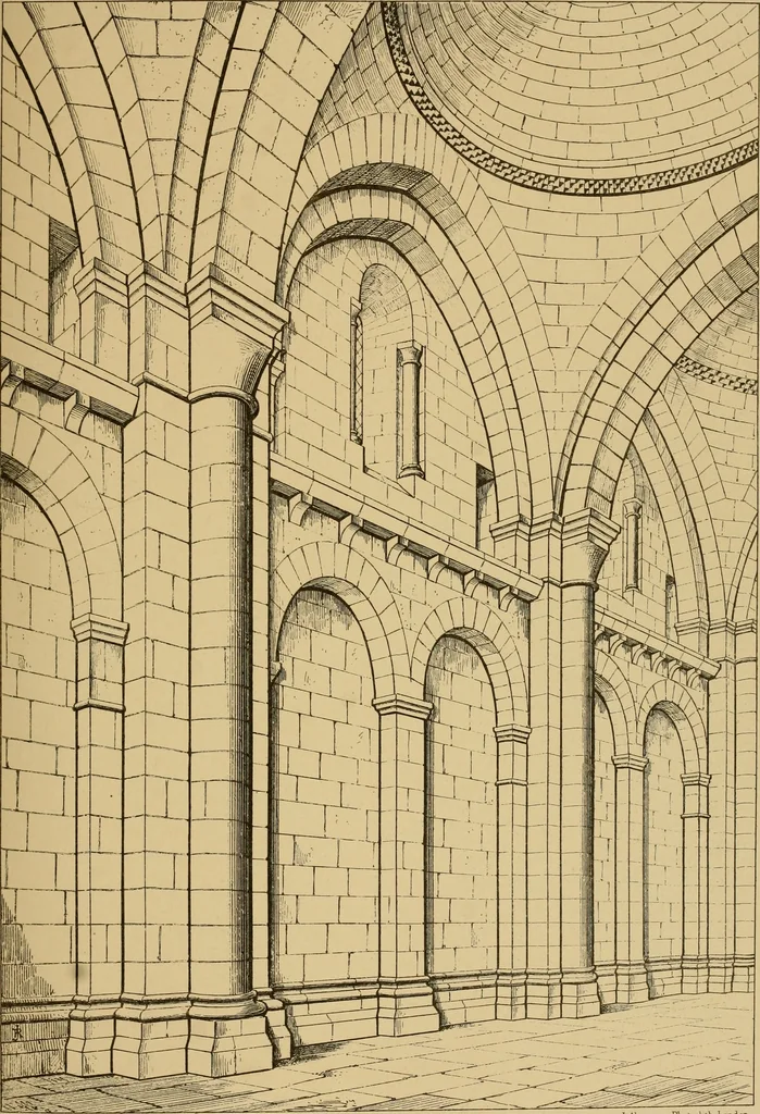 An illustration from A visit to the domed churches of Charente, France, by the Architectural Association of London, in the year 1875 : published as a memorial to Edmund Sharpe : with an historical and descriptive text, illustrated by sixty photo-lithographed plates, 1880, leaf 154