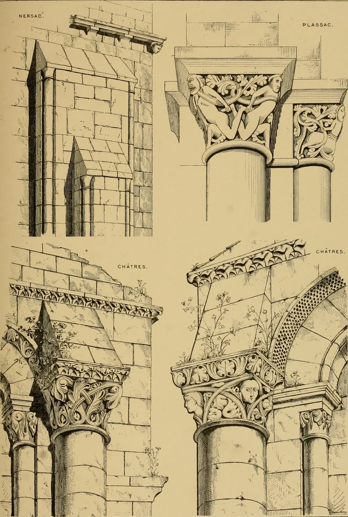 An illustration from A visit to the domed churches of Charente, France, by the Architectural Association of London, in the year 1875 : published as a memorial to Edmund Sharpe : with an historical and descriptive text, illustrated by sixty photo-lithographed plates, 1880, leaf 174