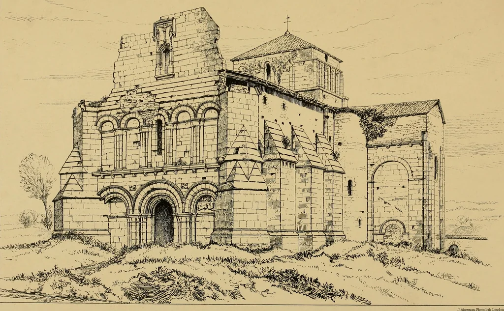 An illustration from A visit to the domed churches of Charente, France, by the Architectural Association of London, in the year 1875 : published as a memorial to Edmund Sharpe : with an historical and descriptive text, illustrated by sixty photo-lithographed plates, 1880, leaf 188