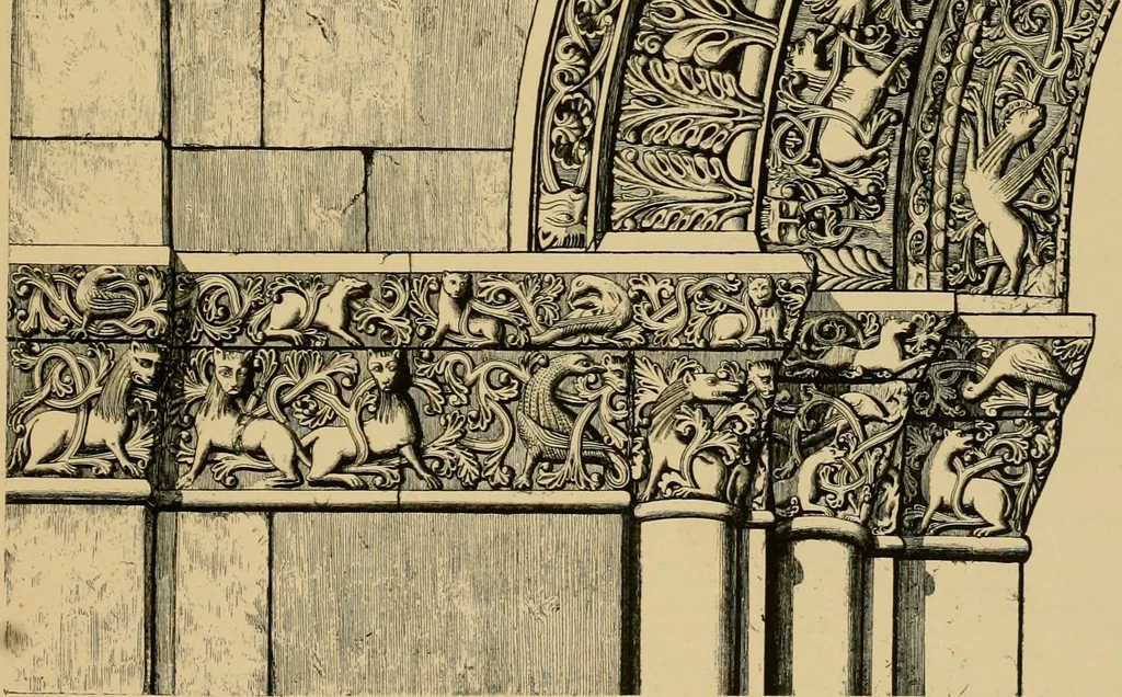 An illustration from A visit to the domed churches of Charente, France, by the Architectural Association of London, in the year 1875 : published as a memorial to Edmund Sharpe : with an historical and descriptive text, illustrated by sixty photo-lithographed plates, 1880, leaf 190