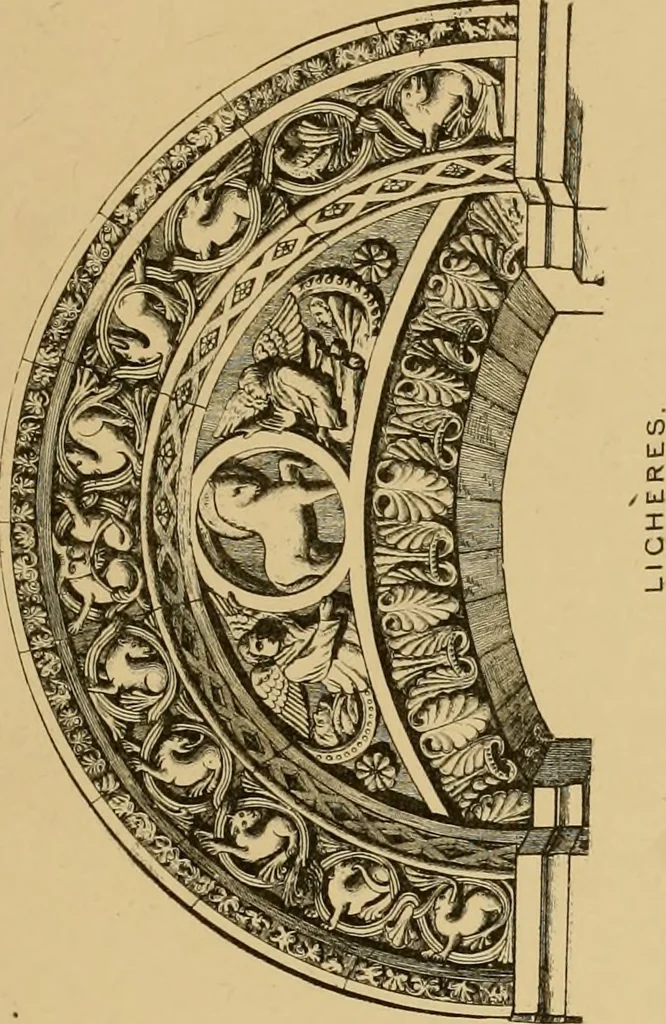 An illustration from A visit to the domed churches of Charente, France, by the Architectural Association of London, in the year 1875 : published as a memorial to Edmund Sharpe : with an historical and descriptive text, illustrated by sixty photo-lithographed plates, 1880, leaf 194