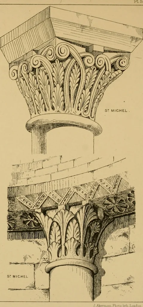 An illustration from A visit to the domed churches of Charente, France, by the Architectural Association of London, in the year 1875 : published as a memorial to Edmund Sharpe : with an historical and descriptive text, illustrated by sixty photo-lithographed plates, 1880, leaf 196