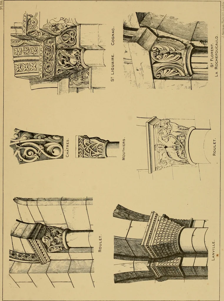 An illustration from A visit to the domed churches of Charente, France, by the Architectural Association of London, in the year 1875 : published as a memorial to Edmund Sharpe : with an historical and descriptive text, illustrated by sixty photo-lithographed plates, 1880, leaf 202