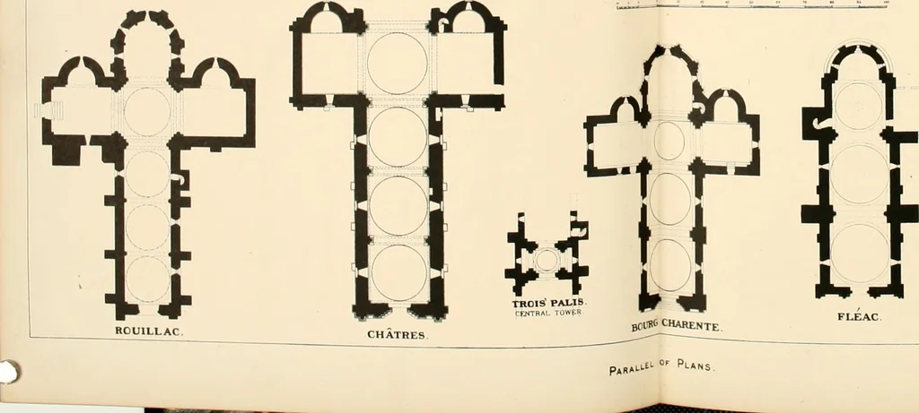 An illustration from A visit to the domed churches of Charente, France, by the Architectural Association of London, in the year 1875 : published as a memorial to Edmund Sharpe : with an historical and descriptive text, illustrated by sixty photo-lithographed plates, 1880, leaf 91
