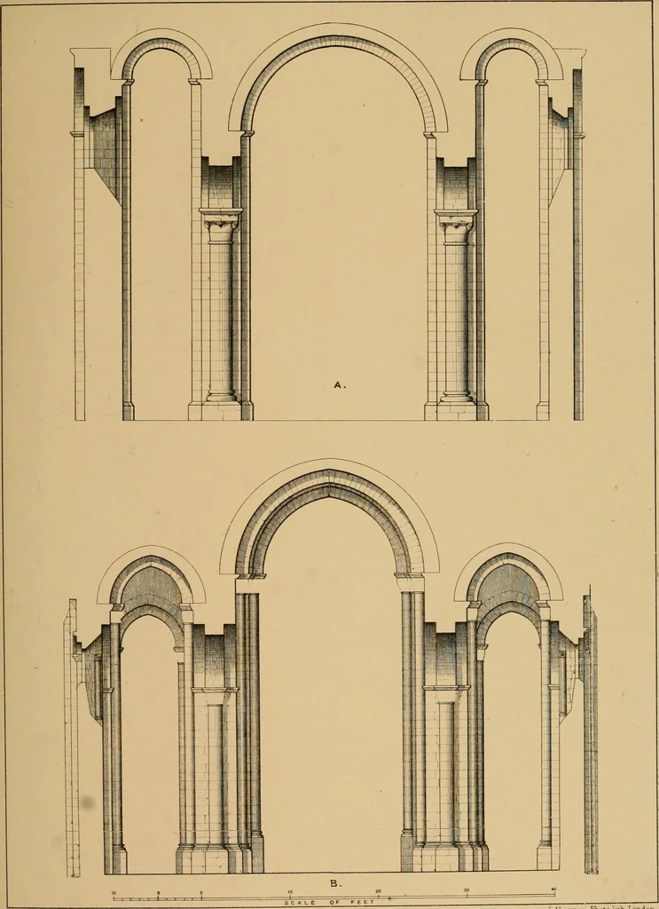 An illustration from A visit to the domed churches of Charente, France, by the Architectural Association of London, in the year 1875 : published as a memorial to Edmund Sharpe : with an historical and descriptive text, illustrated by sixty photo-lithographed plates, 1880, leaf 92