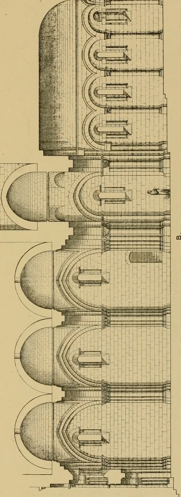 An illustration from A visit to the domed churches of Charente, France, by the Architectural Association of London, in the year 1875 : published as a memorial to Edmund Sharpe : with an historical and descriptive text, illustrated by sixty photo-lithographed plates, 1880, leaf 94