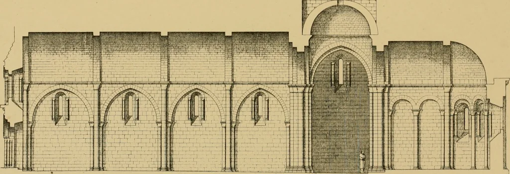 An illustration from A visit to the domed churches of Charente, France, by the Architectural Association of London, in the year 1875 : published as a memorial to Edmund Sharpe : with an historical and descriptive text, illustrated by sixty photo-lithographed plates, 1880, leaf 96