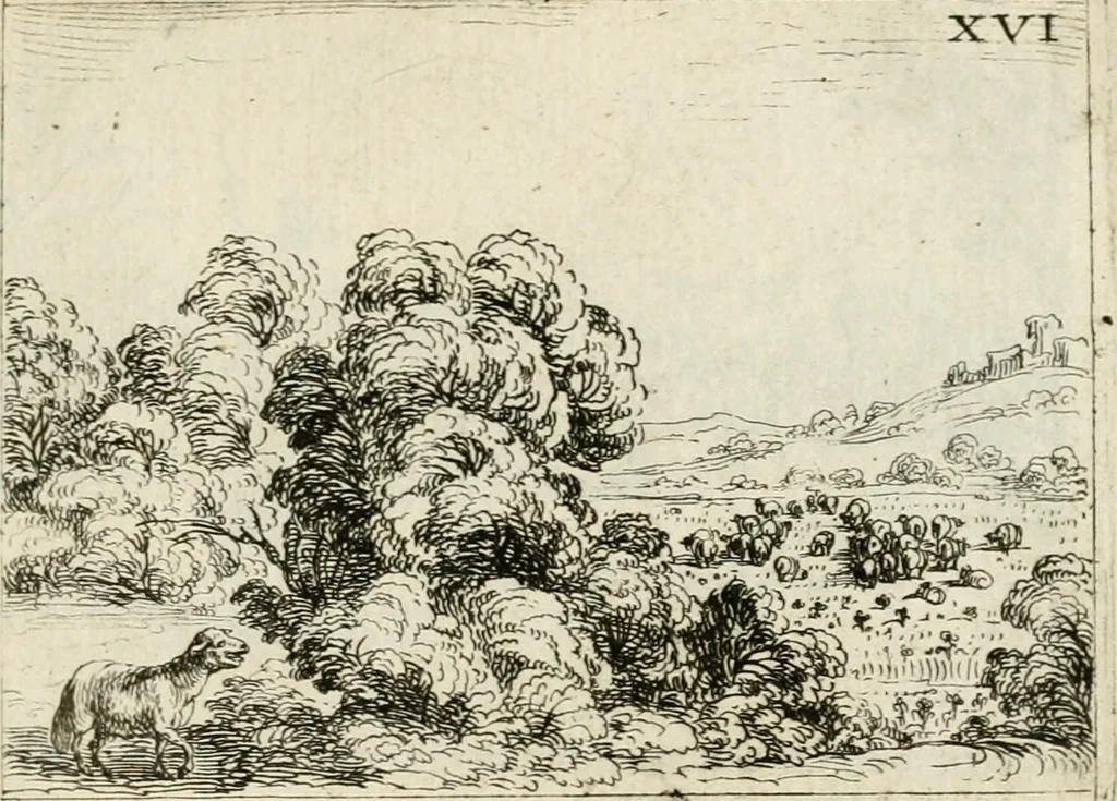 An illustration from Vita Beatae Mariae Virginis matris Dei, emblematibvs delineata = Vie de la bien-hevrevse Vierge Marie, mere de Diev, representée par figures emblematiques, 1646, leaf 46
