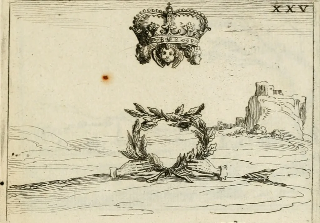 An illustration from Vita Beatae Mariae Virginis matris Dei, emblematibvs delineata = Vie de la bien-hevrevse Vierge Marie, mere de Diev, representée par figures emblematiques, 1646, leaf 64